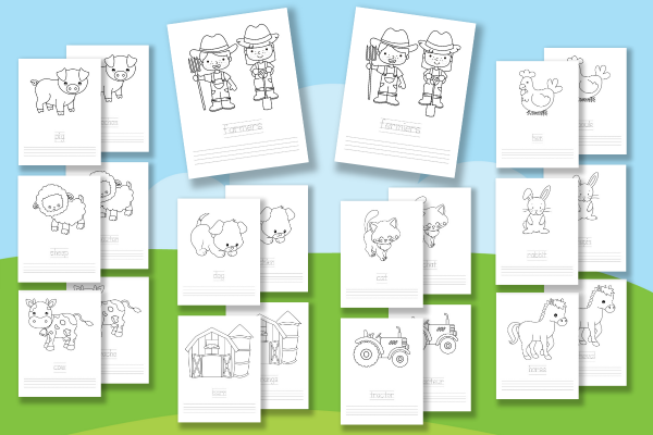 Colouring Writing Farm Preview