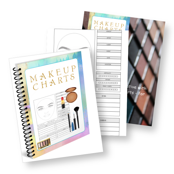 Makeup charts 3 image spiral book mockup