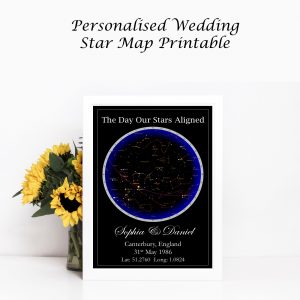 Wedding star map sunflower mockup