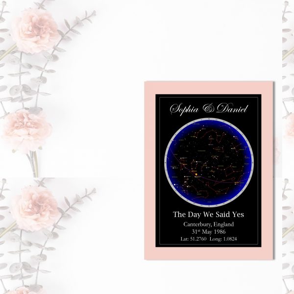 wedding star map flowers mockup