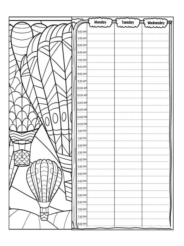 air balloons weekly planner full